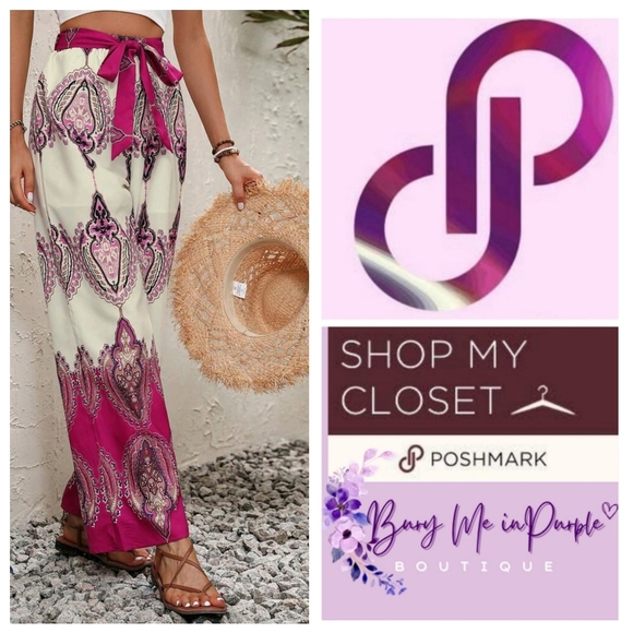 GRAPHIC PRINT PALAZZO PANTS - Picture 1 of 9